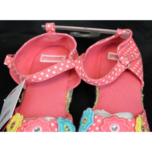 NEW 2009 Gymboree Happy Rainbow Sandals Coral Pink Polka Dot Flowers Espadrille - Picture 4 of 9